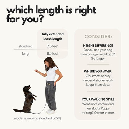 Hands Free Dog Leash with Treat Pouch – Waterproof Cross Body & Waist Leash for Dog Walking and Training with Poop Bag Holder - Cute Walking Accessories for Medium and Large
