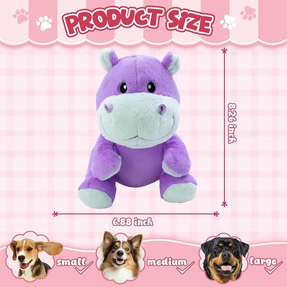 Plush Squeaky Toys for Dogs, Stuffed Hippo Toys with Crinkle to Keep Them Busy, Puppy Teething Toys for Indoor & Outdoor Play, Best Birthday Gift for Medium Breed