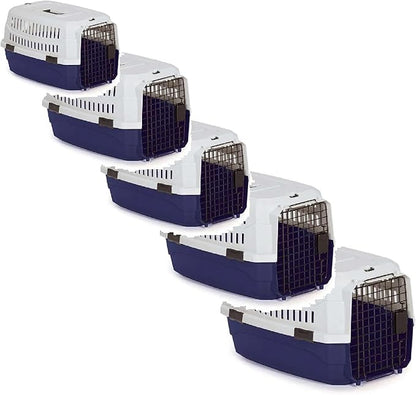 Airline Approved Pet Travel Crate Heavy Duty Plastic Blue Grey Secure Dog Cage Kennel Cab Contain Your Pet Safely (X-Small)