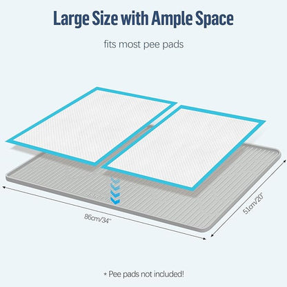 Pee Pad Holder for Dogs, 34" x 20" Large Silicone Pee Tray Mat High Edge, Leak-Proof, No Spill Pet Pad Holder for Puppy, Cat, Rabbit, Training Pads for Floor Protection, No Pee Pads