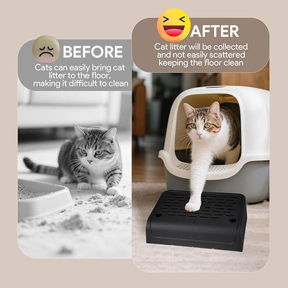 Cat Ramp for Litter Box Step, Self Cleaning Cat Litter Box Ramp Trapper with Storage, Small Step Pedal Stool with Filter Function Steps for Small & Elderly Cats(Black 11.8"x 7.87"x 3.3")