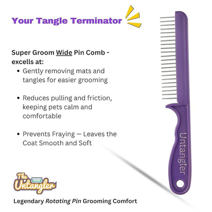 Super-Groom Combs with Smooth Rotating Teeth for Painless Mat Removal (Royal Purple, 22 Coarse-Teeth)