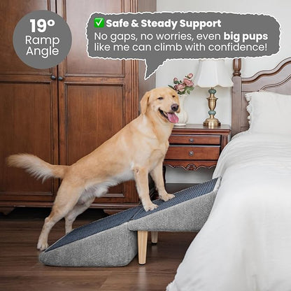 3-in-1 Dog Ramp 18.9"×17.7"×18.9" with Storage – Pet Stairs for Senior & Injured Dogs & Cats, Hidden Storage Footstool, Ottoman Anti-Slip, Supports 220 lbs for Beds & Sofas