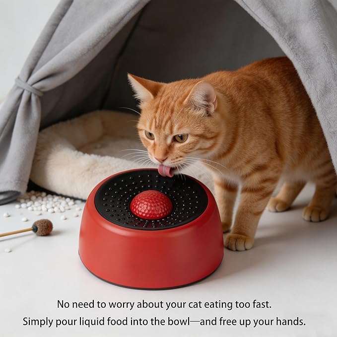 Dog Lick Bowl with Roller Ball, Dog Lick Ball for Dogs,Dog Licking Bowl with Rolling Ball for Pet Slow Eat,Dog Lick Bowl with Ball for Enjoy Eating,Lick&Roll Bowl Focus On Pet Enjoy Meal. (Red-A)
