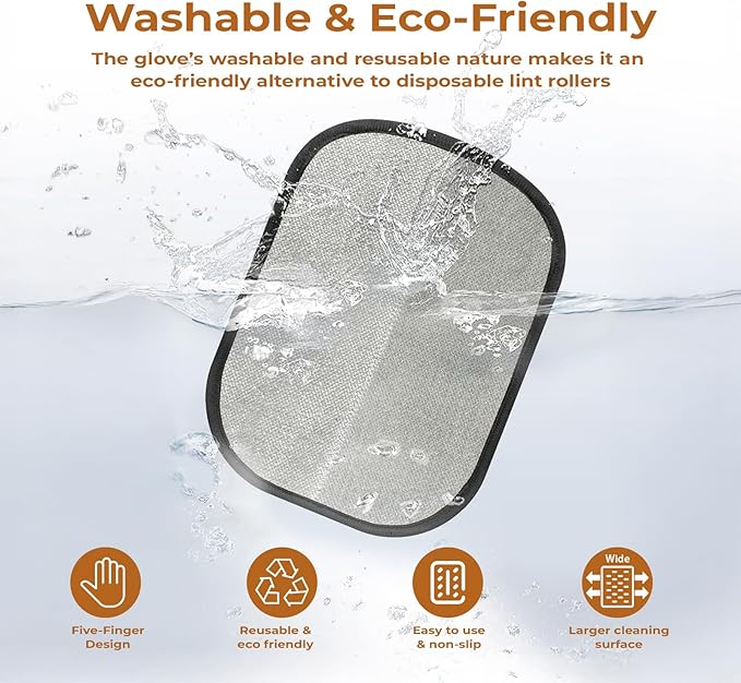 VIMALIFE Pet Hair Removal Glove for Dogs and Cats, Quick Cleaning Electrostatic Hair Remover, Reusable for Sofa, Carpet, Clothing & Car Seats, Easy Fur Cleaning Tool for Home & Travel, Yellow Black