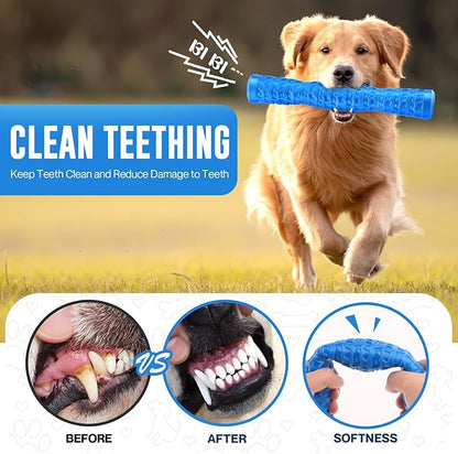 Dog Squeaky Toys Interactive Dog Toys for Aggressive Chewers Tough Rubber Chew Toys for Medium/Large Breed, Indestructible Puppy Chew Toys for Teething (Blue)