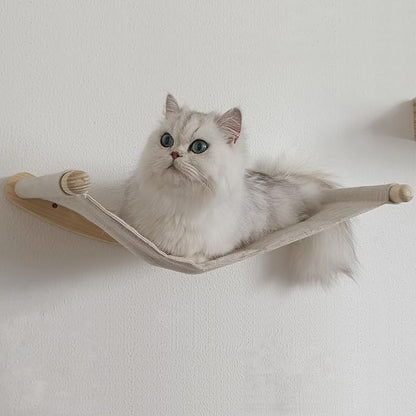 Yiotl Cat Hammock, Wall Mounted Cat Climbing Shelf, 4 Step Cat Stairway Furniture with Sisal Scratching for Sleeping, Playing, Lounging and Perching