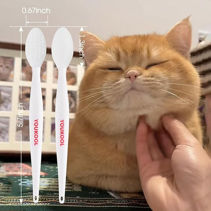 2PCS Pet Black Seed Brush for Cat Chin Acne & Blackhead Removal | Silicone Double-sided Grooming Brush for Acne Treatment | Acne Removing Tool|Cat Grooming Essentials,White