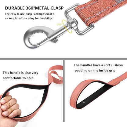 Reflective Dog Leash 6 FT Padded Handle Nylon Dogs Leashes for Small Dogs Coral