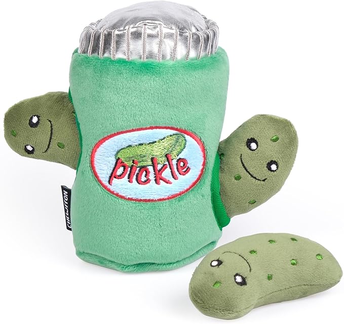 CHEWFFON Interactive Dog Toys Hide and Seek Snuffle Toys Puppy Enrichment Toy Crinkle Squeaky Dog Toy for Boredom and Stimulating Plush Pet Puzzle Dolls for Small Medium Dogs (Pickle)