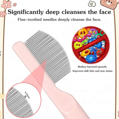 Pet Facial Grooming Comb, Stainless Steel Dog Eye Comb, Dog Flea Comb, Round-Tip Arc Teeth, Stress-free Tear Stain Remover for Dogs & Cats Fit Yorkie, Shih Tzu, Maltese Maltipoo Pomeranian