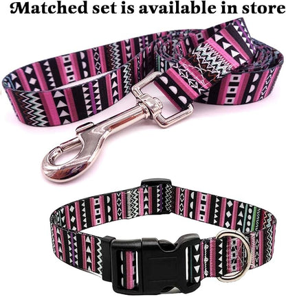 Dog Collar with Bohemia Floral Tribal Geometric Patterns - Soft Ethnic Style Collar Adjustable for Small Medium Large Dogs (Bohemian Purple,XS)