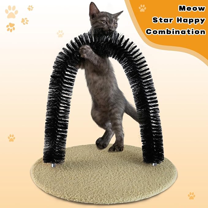 Cat Self-Groomer, Arch Grooming Brush with Scratching Toy, Cat Hair Massage and Grooming Station