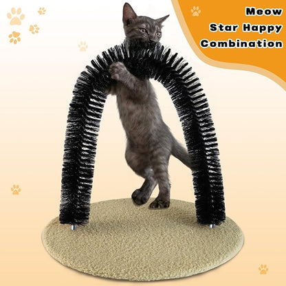Cat Self-Groomer, Arch Grooming Brush with Scratching Toy, Cat Hair Massage and Grooming Station