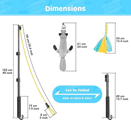 Dog Flirt Pole, Retractable Teasing Stick with Lure, Interactive Dog Toy for Outdoor Training Play Exercise, 40 Inch Flirt Stick for Small Medium Large Dogs