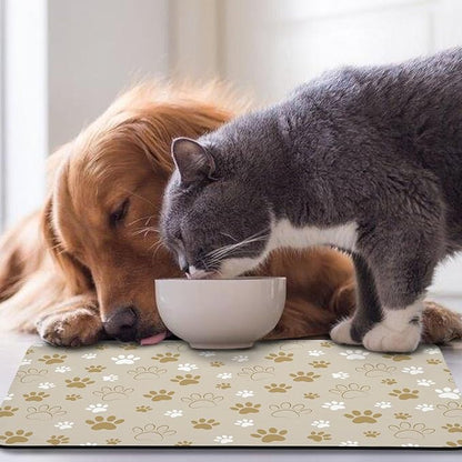 Dog Food Mat, Absorbent Water Bowl Mats Cat Pet Feeding Placemats Beige 16 * 24 inch
