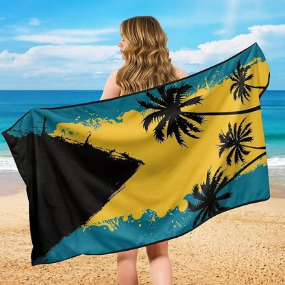SEANATIVE Car Seat Cover Sweat Towel with Storage Bag for Front Seats in Cars, Trucks, SUVs – Universal Seat Liner, Easy Install, Washable, Breathable Fabric, Flag of the Bahamas Print