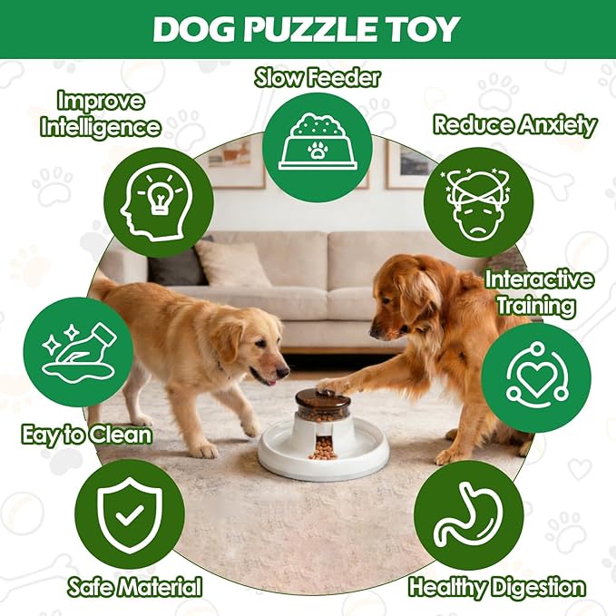 Interactive Dog Puzzle Toys & Slow Feeder - Treat Dispensing Dog Enrichment Toys for IQ Training, Mental Stimulating Toys for Healthy Digestion, Easy to Clean & Anti-Slip Design