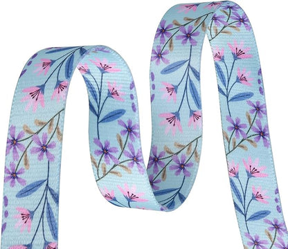 Dog Collar and Leash Set with Bohemia Floral Tribal Geometric Patterns - Soft Ethnic Style Collar Adjustable for Small Medium Large Dogs(Pink + Purple Floral Set,M)