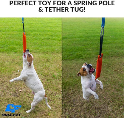 Bull Fit K9 Dog Bite Tug Toy with Strong Handle - Made of Durable & Tear-Resistant French Linen - Perfect for Tug of War, Fetch & Puppy Training - Ideal for Medium to Large Breeds