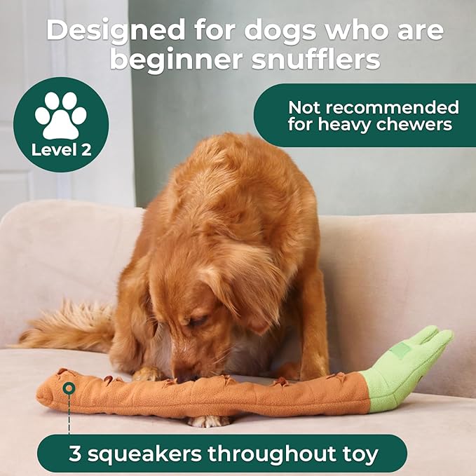 Snuffle Dogs Toys Plush Stuffed Puppy Toy with Squeaky Treat Hide for Large, Medium, Small Dogs and Puppies Slow Feeder, Machine Washable, Pet Supplies Toys for Dogs to Keep Them Busy Snail