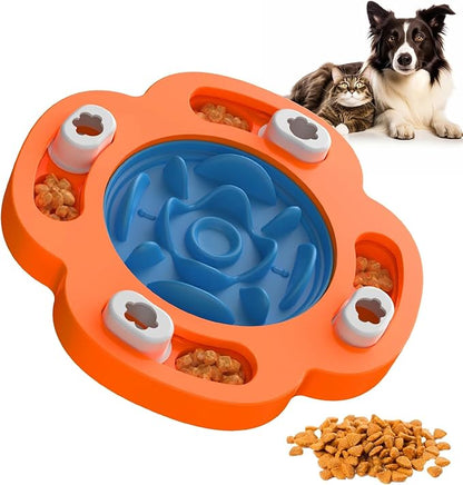 2 in 1, Slow Feeder Bowl and Feeder Puzzle Toy for Dogs and Cats, Hide Food and Treats, Detachable Insert, Interactive Feeding, Anti-Shock & Anxiety Reducing, IQ Training, Mental Stimulation, Game.