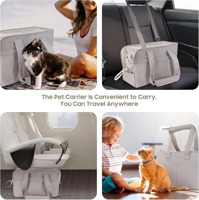 Dog Purse Carrier for Small Dogs & Puppies Up 10 Lbs, Soft Cotton Tote Pet Shoulder Bag with Pockets, Foldable & Washable Breathable Puppy Carrier for Yorkie, Chihuahua & Cats - Gray