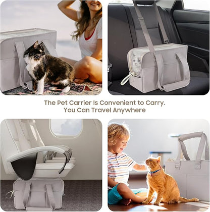 Dog Purse Carrier for Small Dogs & Puppies Up 10 Lbs, Soft Cotton Tote Pet Shoulder Bag with Pockets, Foldable & Washable Breathable Puppy Carrier for Yorkie, Chihuahua & Cats - Gray