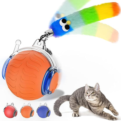 UPSKY Interactive Cat Toy Ball - Automatic Interactive Cat Toys for Indoor Cats, 3-Speed Modes Smart Kitten Toys with Sounds, Rechargeable Cat Ball for Bored Indoor Adult Cats (Orange)