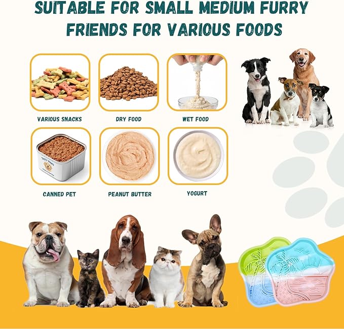 WUGO Silicone Slow Lick Mat Silicone Slow Feeder Dog Bowls for Dogs and Cats with Suction Cups Dog Puppy Lick Mat Pat Dog Toys to Keep Them Busy