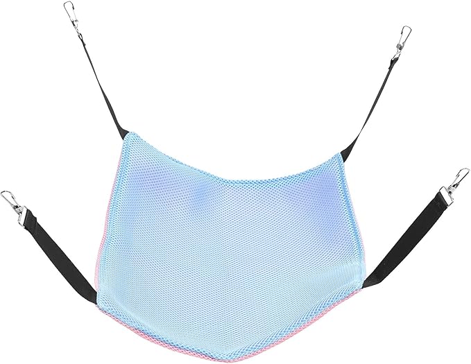 BESTYASH Cat Hammock for Cage Hanging Small Pet Mesh Bed Reversible Breathable Double-Sided Hammock with Hooks for Cats and Small Animals, Size M, Pink Blue