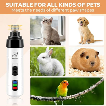 Silent Dog Nail Grinder, Electric Dog Nail Trimmer, USB Rechargeable Pet Nail Grinder, Painless Paws Grooming for Small Medium Large Dogs & Cats with 4 Grinding Heads