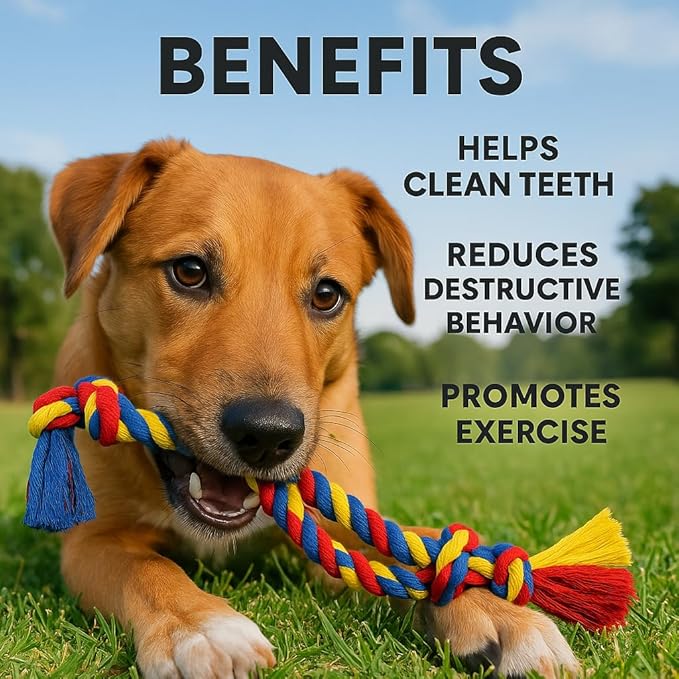 Dog Rope Toys Heavy Chew Toys for Medium and Large Breed Dogs, Durable Rope Toy Set for Teething, Chewing Support and Interactive Play (4 pcs Dog Toys Combo)