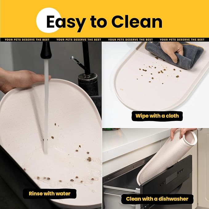 Dog Food Mat,Raised Edges Pet Food Mats for Spill Containment,BPA-Free Silicone Cat Dog Feeding Mat for Floor Waterproof,Rubber Pet Placemats for Food and Water Bowls 1/2 Inch