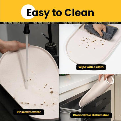 Dog Food Mat,Raised Edges Pet Food Mats for Spill Containment,BPA-Free Silicone Cat Dog Feeding Mat for Floor Waterproof,Rubber Pet Placemats for Food and Water Bowls 1/2 Inch