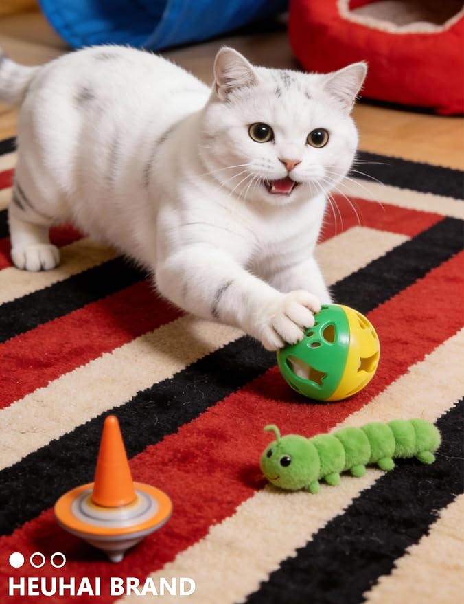 5 Pack Cat Toy Balls with Bell PP Material Hollow Interactive Toys for Indoor Kittens Chasing Chewing Playing (1.5'')
