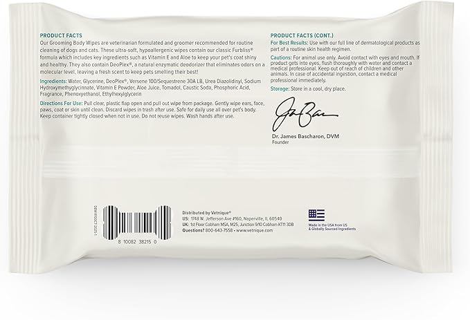 Vetnique DermaBliss Pet Wipes for Dogs & Cats for Grooming, Cleansing & Deodorizing, Thick Dog Wipes for Convenient Dog Cleaning and Natural Pet Odor Eliminator, 100ct (Refreshing Scent)