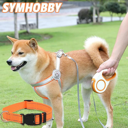 16.4Ft Retractable Dog Leash Long Heavy Duty Great Leash for Dog up to 110 lbs Anti-Slip Rubberized Handle for Medium Dogs/Small Dogs with Collar