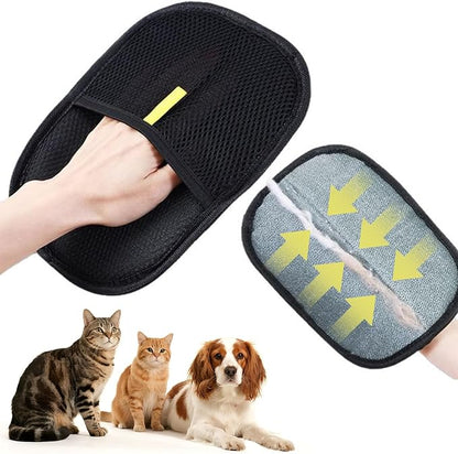 Pet Hair Remover Gloves for Cats & Dogs, Electrostatic Grooming Gloves for Fur Removal, Reusable Silicone Pet Hair Brush, Adjustable Animal Hair Removal Tool