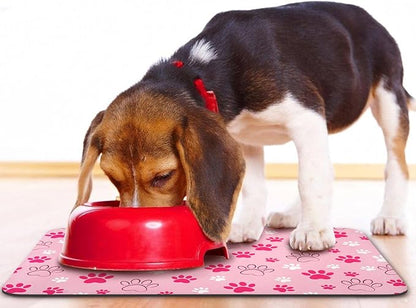 Dog Food Mat, Absorbent Water Bowl Mats Cat Pet Feeding Placemats Pink 17 * 30 inch