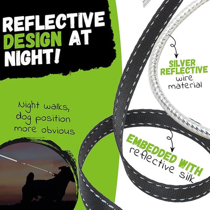 EXPAWLORER Retractable Double Dog Leash - Chew Proof, 2 No Tangle Strong Wire Ropes, 16 ft Heavy Duty Walk Leash for Medium & Large Dogs (Black & White)