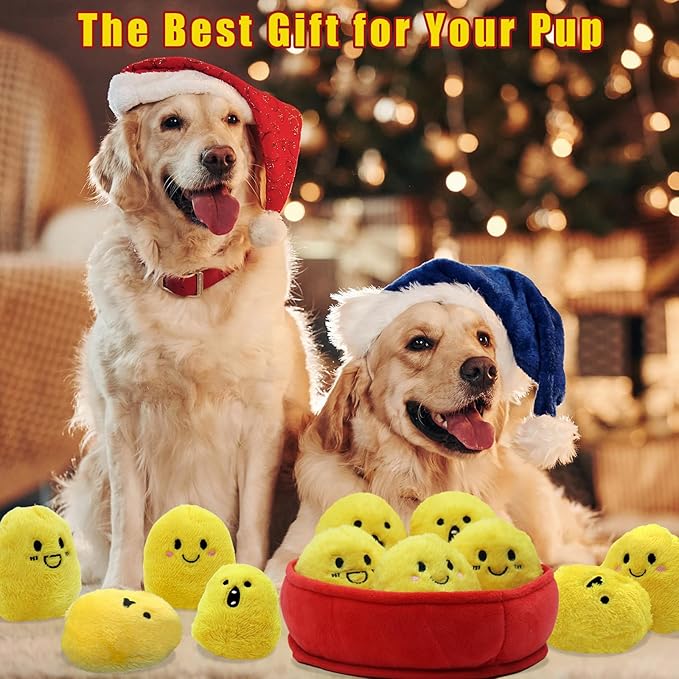 Dog Squeak Toys, 6 Pack Chicken Nugget Dogs Push Toys Interactive Puppy Toys Bark Box Toys Dog Chicken Toy to Keep Them Busy
