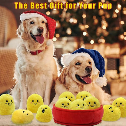 Dog Squeak Toys, 6 Pack Chicken Nugget Dogs Push Toys Interactive Puppy Toys Bark Box Toys Dog Chicken Toy to Keep Them Busy