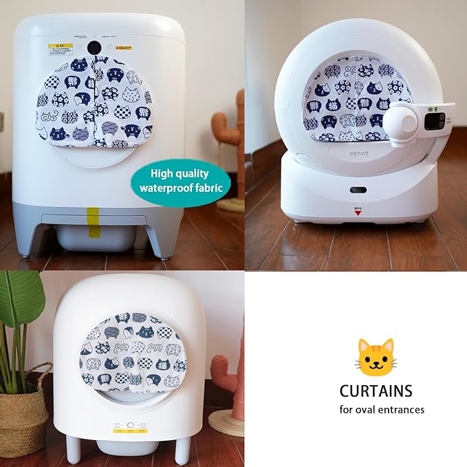 Curtain for Self Cleaning Cat Litter Box,Reduces Cat Litter Bounce, Stops Odors from The Litter Box Self Cleaning (White)