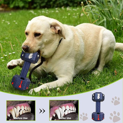 Dog Chew Toys for Aggressive Chewers Indestructible Dog Toys Tough Natural Rubber Dumbbell Toy for Small Medium Large Dogs XLarge Blue