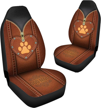Brown Dog Paw Zip Loving Printed Car Seat Cover only for Front, Waterproof Soft Universal Bucket Seats Cover Protector Fit Most Vehicles