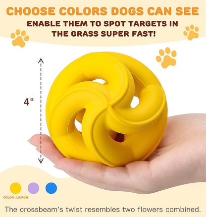 Interactive Dog Toys for Aggressive Chewers - Natural Rubber Durable Dog Toys to Keep Them Busy, Safe for Most Breeds, Dog Chew Toy for Anxiety Relief, Fetch Training, Hand/Machine Washable, Lemon