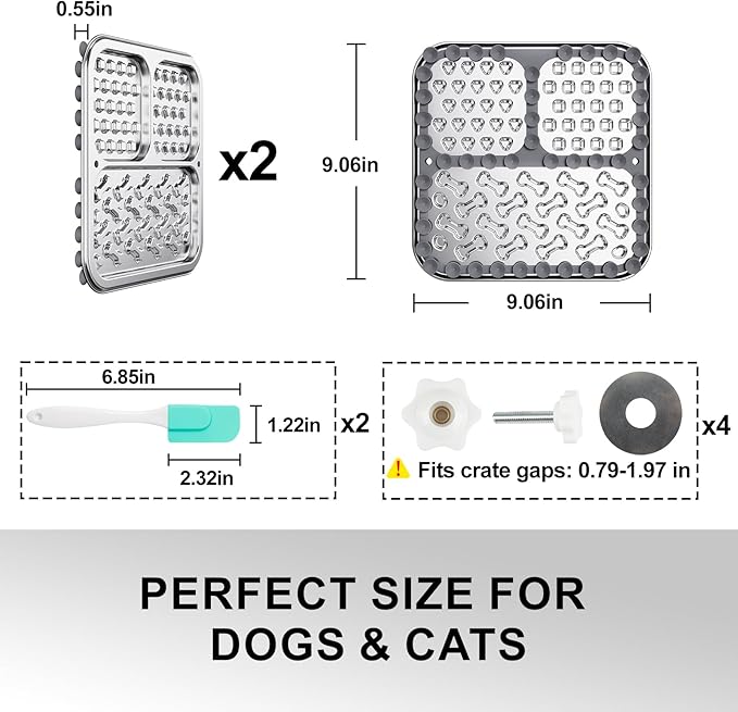 Kactoily 2-Pack Stainless Steel Lick Mat for Dogs and Cats, Large Slow Feeding Licking Pad with 46 Suction Cups, Peanut Butter Licking Pad for Boredom Reducer and Anxiety Relief