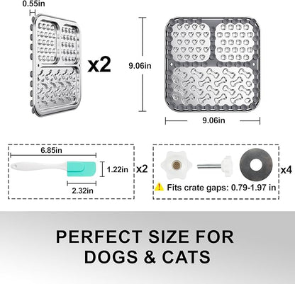 Kactoily 2-Pack Stainless Steel Lick Mat for Dogs and Cats, Large Slow Feeding Licking Pad with 46 Suction Cups, Peanut Butter Licking Pad for Boredom Reducer and Anxiety Relief