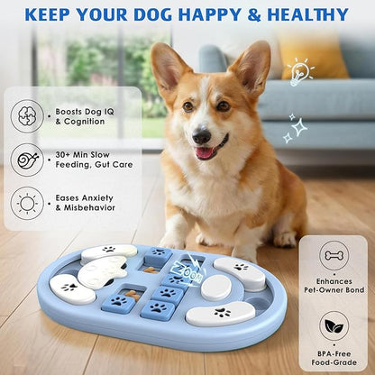 Dog Puzzle Toy, Interactive Treat Puzzle for IQ Training & Mental Stimulation, Non-Slip Slow Feeder Enrichment Boredom Buster for Puppies Small Medium Large Dogs Cats, Gray Gift